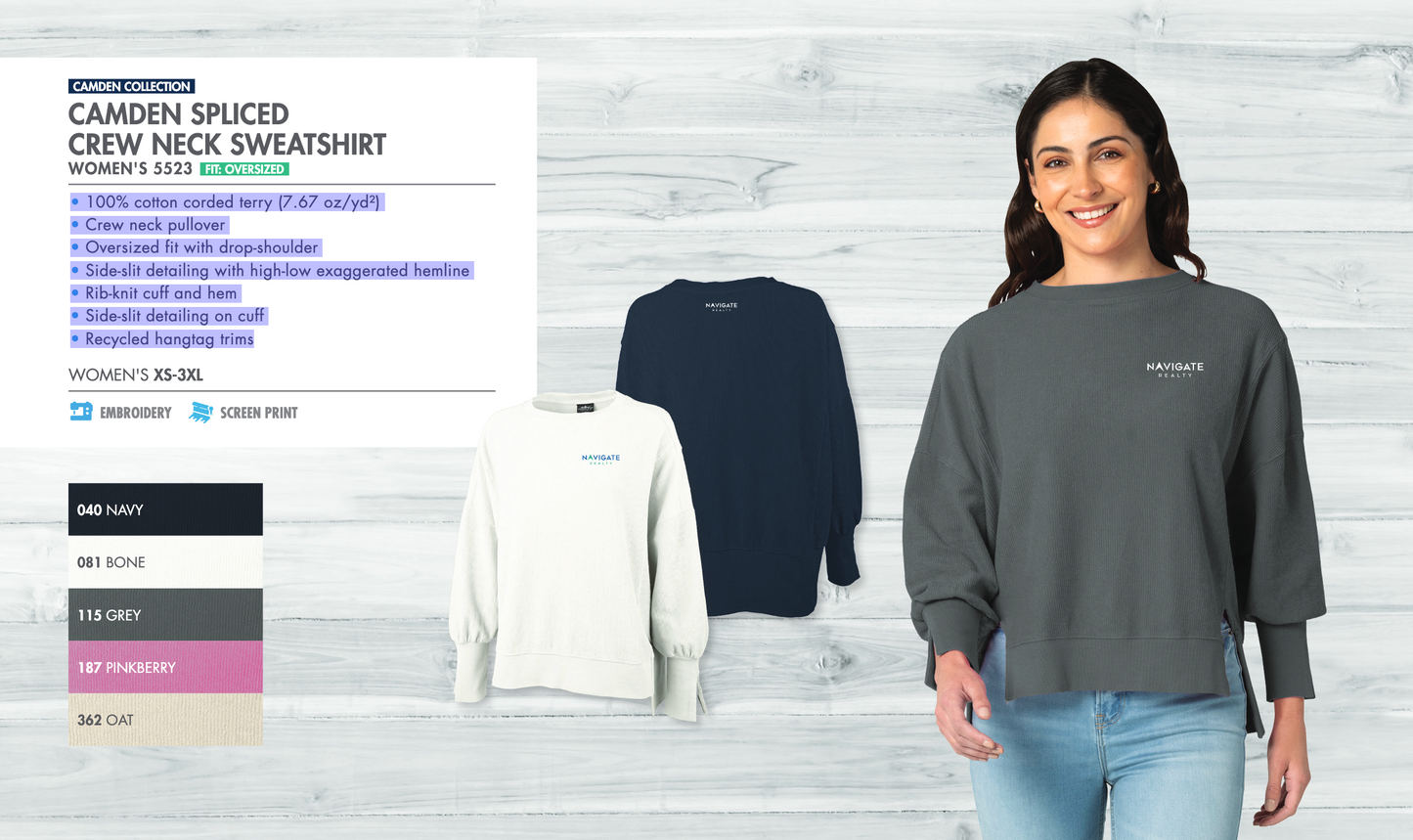Women's Camden Spliced Crew Neck Sweatshirt